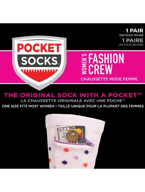 Pocket Socks Women with Zip Security Pocket for ID, Key or Cash Money, One Size Fits Most