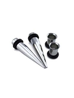 1 Gauge Ear Stretching Kit - (1G - 7mm) 2 Steel Tapers & 2 Steel Tunnels (4 Pieces)