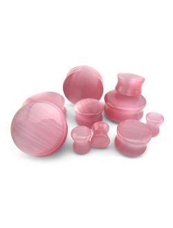 1 Pair of 13/16" Gauge (20mm) Pink Cat's Eye Glass Plugs