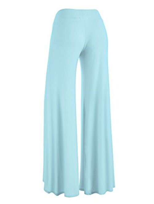 Made By Johnny Women's Solid Casual Comfy Stretchy Wide Leg Palazzo Lounge Pants