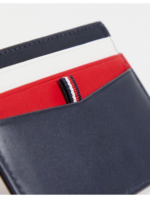 Tommy Hilfiger leather card holder with contrast pockets in navy