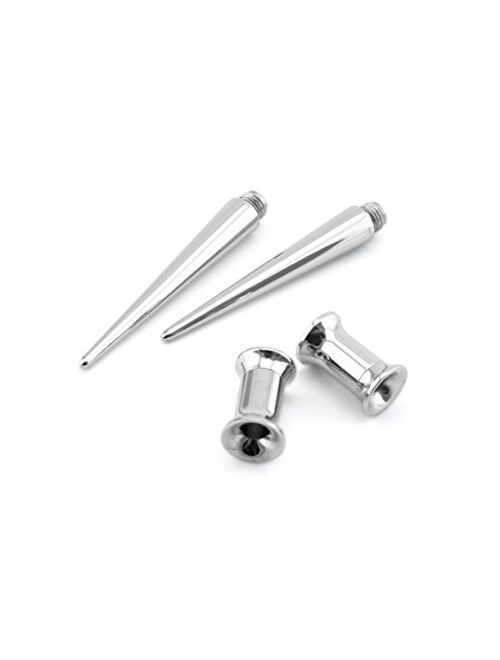 Urban Body Jewelry 6 Gauge (6G - 4mm) Stainless Steel Taper & Tunnel Ear Stretching Kit (4 Pieces)