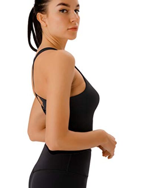JOYSPELS Sports Bras for Women Criss-Cross Back Padded Workout Tank Tops Medium Support Crop Tops for Women