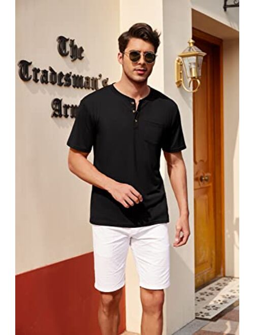 COOFANDY Men's 3Pack Henley Shirts Short Sleeve Casual Basic Summer Solid T Shirts with Pocket