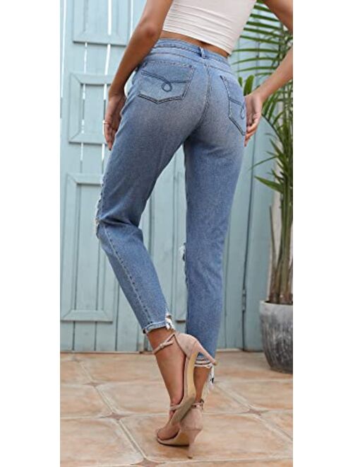 OFLUCK Women's High-Waisted Skinny Stretch Jeans Ultra Soft Denim Jeans Leggings