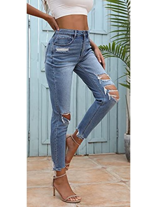 OFLUCK Women's High-Waisted Skinny Stretch Jeans Ultra Soft Denim Jeans Leggings