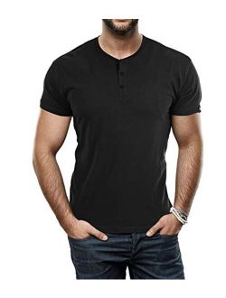 X RAY Men's Short Sleeve Solid Color Slim Fit Henley T-Shirt