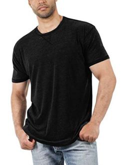 Aoysky Men's Short Sleeve Soft T-Shirt Casual Solid Color Crew Neck Tee Tops Pocket Shirt