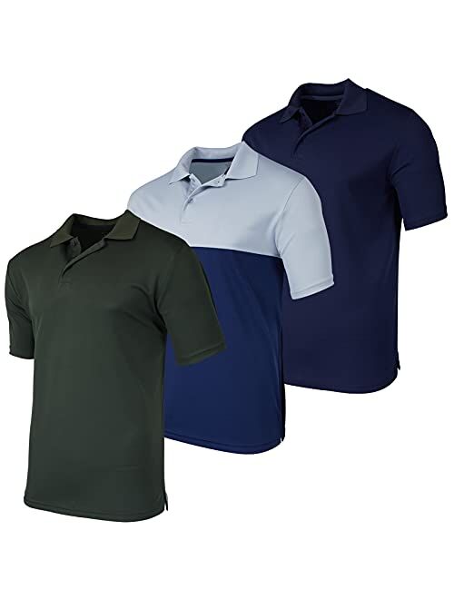 Real Essentials 3 Pack: Men's Quick-Dry Short Sleeve Athletic Performance Polo Shirt - Regular & Big-Tall (S-5X)