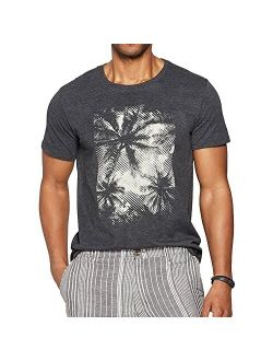 Rtek Men's Standard Fit Short Sleeve Palm Tree Graphic T-Shirt | Casual Grey Tee