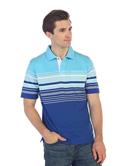 Gioberti Mens Striped Polo Shirt with Pocket - Yarn Dye