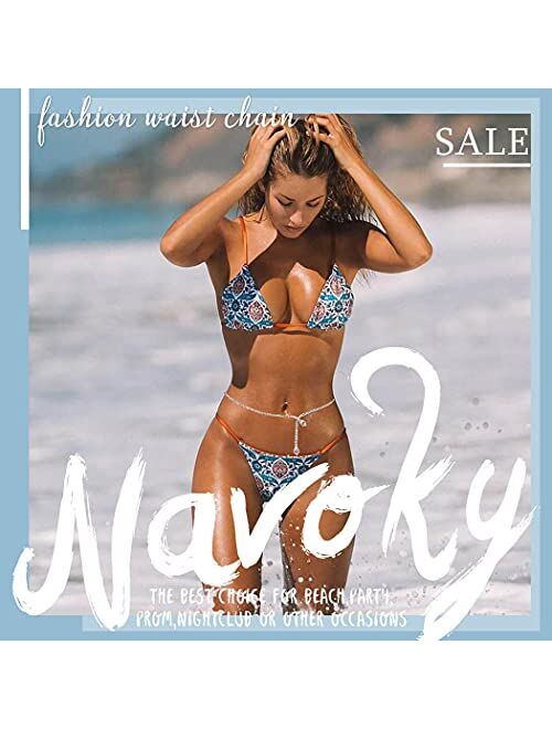 Navoky Rhinestone Waist Chain Silver Belly Body Chains Shiny Crystal Summer Beach Snake Chain Jewelry Accessories for Women and Girls