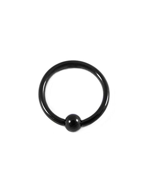 Urban Body Jewelry Black Captive Bead Nose Ring 18 Gauge (18G - 1mm) 3/8" Sold Individually