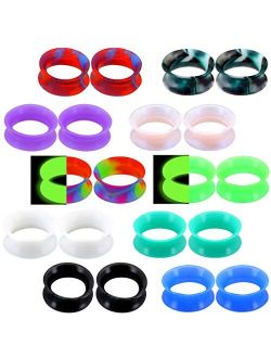 20PCS Soft Silicone Ear Gauges Marble Pearlized Flesh Tunnels Plugs Stretchers Expander Double Flared Flesh Tunnels Ear Piercing Jewelry