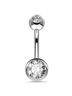 Belly Button Rings G23 Solid Titanium 14G Clear CZ Belly Rings Navel Piercing Jewelry Navel Rings