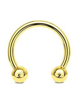 Gold Septum Piercing Jewelry 16G 14K Solid Gold Nose Septum Horseshoe Hoop Earring Helix Daith Cartilage Earrings