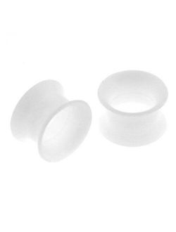 Pair of 7/8 Gauge (22mm) White Silicone Flexible Thin Ear Skins Plugs Tunnels (SIL040)