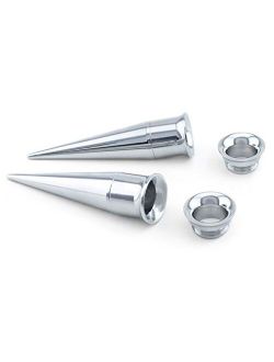0 Gauge (0G - 8mm) Stainless Steel Taper & Tunnel Ear Stretching Kit (4 Pieces)