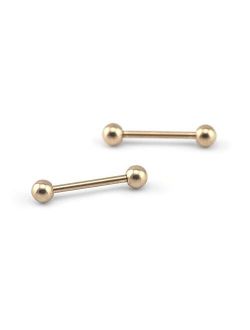 Rose Gold Plated Stainless Steel Nipple Ring Bar 14G (Sold in Pairs)