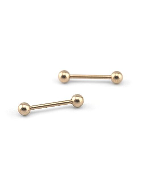Urban Body Jewelry Rose Gold Plated Stainless Steel Nipple Ring Bar 14G (Sold in Pairs)