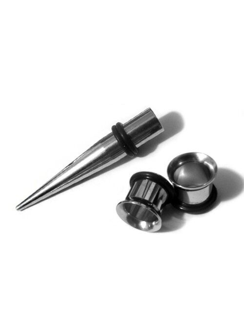Urban Body Jewelry (00 Gauge Taper & Plugs) Stainless Steel Taper & a Pair of Stainless Steel Plugs