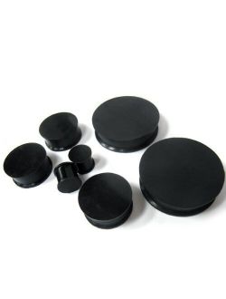Pair of 1 & 7/8" Inch Gauge (48mm) Black Silicone Plugs (2 Pieces) - Double Flare