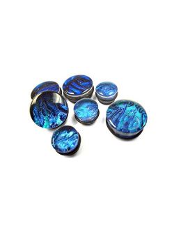 Pair of Garden Glass Plugs 5/8" Gauge (16mm) - Single Flare (GLS017)