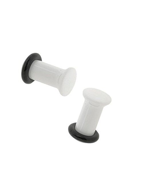Urban Body Jewelry 6 Gauge (6G - 4mm) White Acrylic Single Flare Ear Plugs Gauges - 2 Pieces