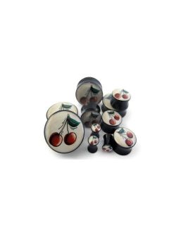 Pair of 00 Gauge (00G - 10mm) Vintage Cherry Plugs - Double Flare (AC188)