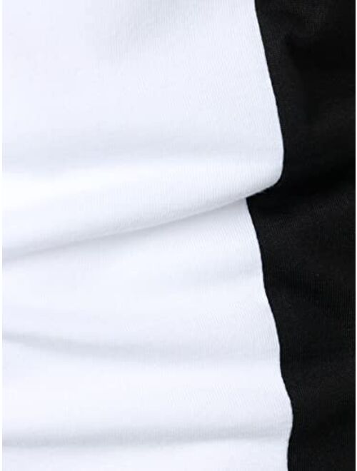 SheIn Men's Contrast Collar Short Sleeve Golf Polo Shirt Button Up Regular Fit T Shirts