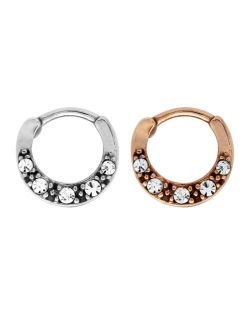 Rhona Sutton Bodifine Stainless Steel Set of 2 Colors Multi Crystal Cartilage Rings