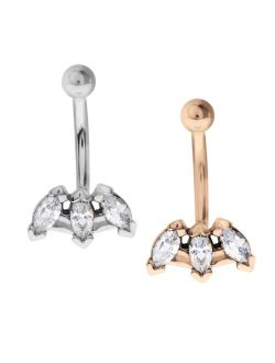 Rhona Sutton Bodifine Stainless Steel Set of 2 Colors Marquise Crystal Tragus