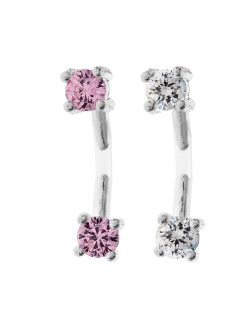 Rhona Sutton Bodifine Stainless Steel Set of 2 Crystal Eyebrow Bars