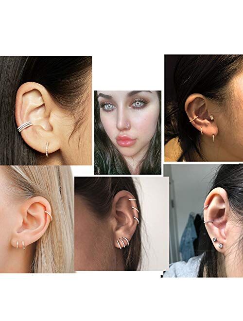 OUFER Gold Hinged Segment Earring Hoop 16G Stainless Steel with Cartilage Earrings Clear CZ Paved Tragus Helix Earrings Cartilage Earring Septum Nose Ring Hoop