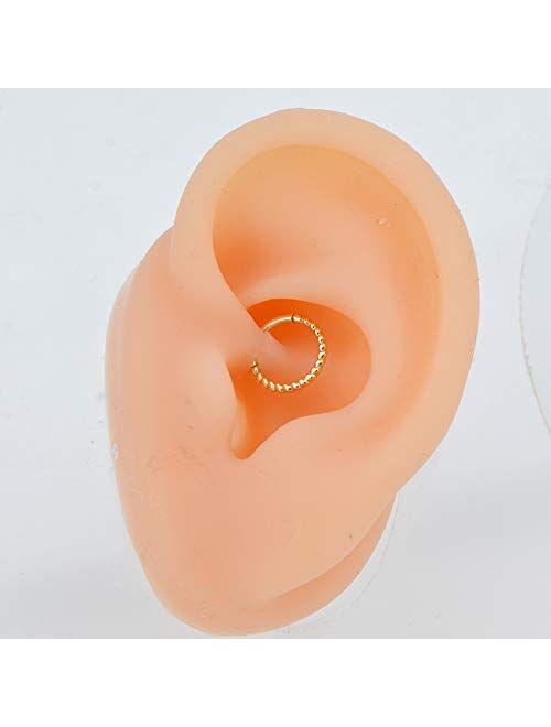 OUFER Helix Earring Hoop 14K Solid Gold Daith Tragus Helix Cartilage Earring 16G Septum Piercing Hinge Segment Rings Hoop