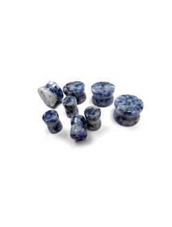 Pair of 4 Gauge (4G - 5mm) Blue Fluorite Stone Plugs