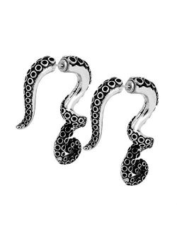 2PCS Fake Lobe Earrings 18G Burn Silver Earrings Cobra Fake Spiral Tapers Fake Gauges Faux Plug Taper 3D Cobra Body Piercing Jewelry
