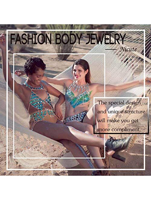 Nicute Party Bra Chains Rhinestone Body Chain Body Jewelry for Women and Girls
