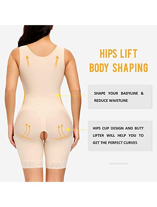 M MYODRESS Fajas Colombianas Shapewear for Women Tummy Control Full Body Shaper Waist Trainer Bodysuit Compression Garment