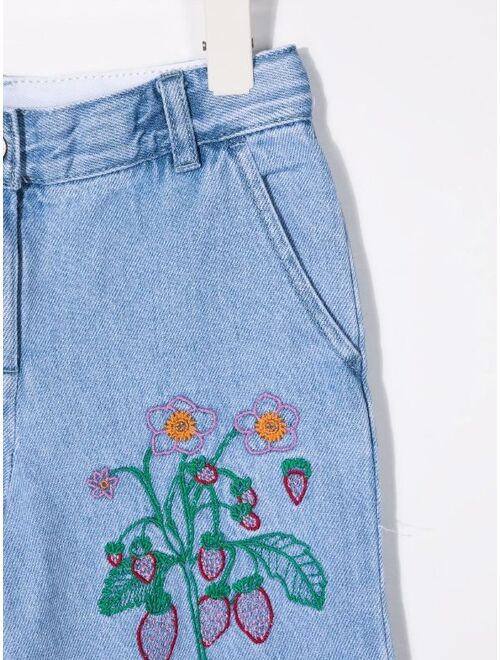 Stella McCartney Kids floral-embroidered straight-leg jeans