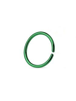 20G Green Stainless Steel Seamless Hoop Ring (1/4" - 6mm) - Nose, Septum, Tragus, Cartilage Ear Piercing