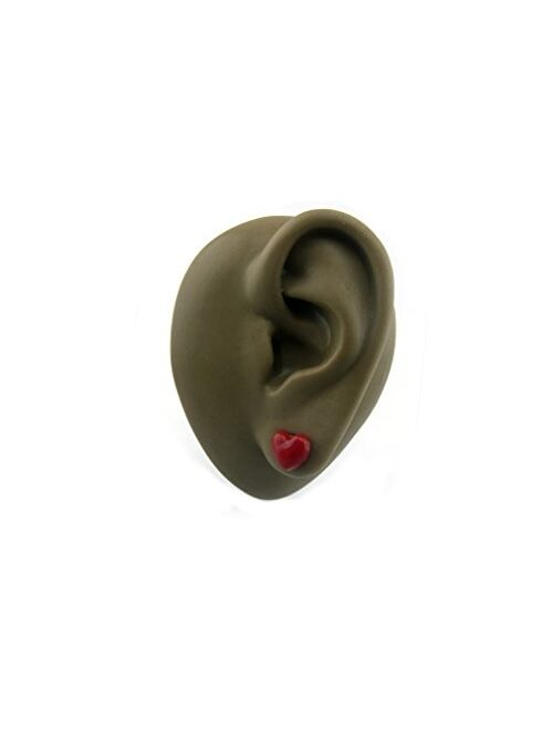 Urban Body Jewelry 1 Pair of 4 Gauge (4G - 5mm) Red Heart Glass Plugs - Double Flares