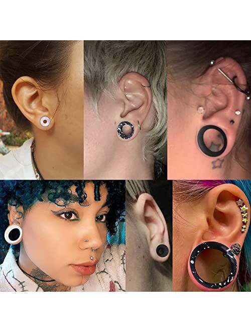 OUFER 8PCS Silicone Ear Gauges Flexible Ear Tunnels Plugs Stretchers Expander Double Flared Flesh Ear Piercing Jewelry for Women Men