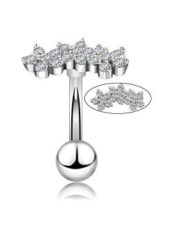 16G 316L Surgical Steel Sparkle Flower Zircon Rook Piercing Jewelry Cartilage Tragus Earrings Curved Barbell