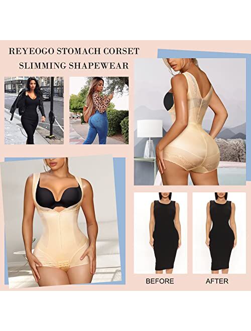 REYEOGO Faja Shapewear for Women Waist Trainer Bodysuit Tummy Control Butt Lifter Bust Corset Body Shaper Slimming Girdle