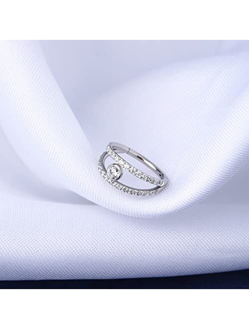 OUFER 16G Helix Conch Earring Cartilage Hoop 316L Surgical Steel Clear CZ Hinged Segment Nose Ring Tragus Daith Earrings Piercing Jewelry