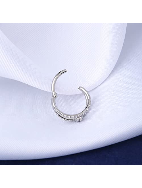 OUFER 16G Helix Conch Earring Cartilage Hoop 316L Surgical Steel Clear CZ Hinged Segment Nose Ring Tragus Daith Earrings Piercing Jewelry