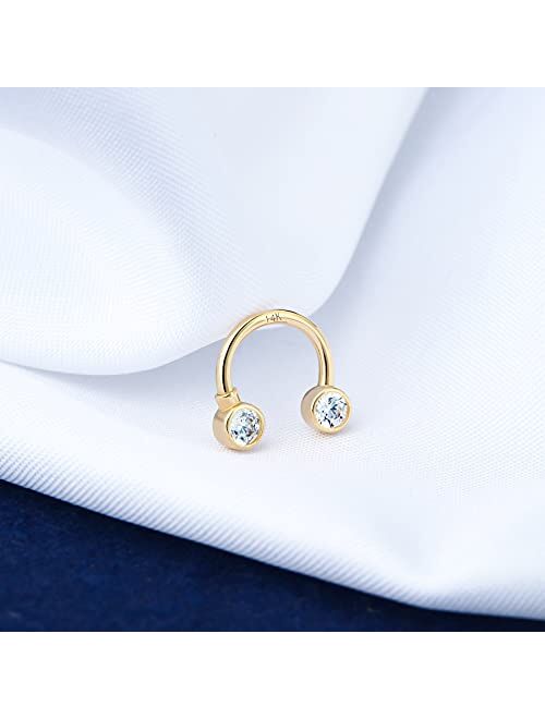 OUFER 16G Septum Rings Horseshoe Circular Barbells 14K Solid Gold Helix Daith Earrings Cubic Zirconia Septum Piercing Jewelry