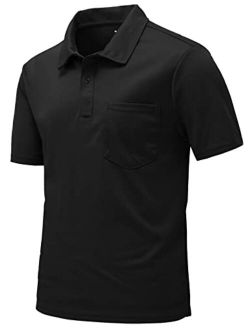 Rdruko Men's Polo Shirts Short Sleeve Dry Fit Outdoor Golf Sports Shirts with Pocket