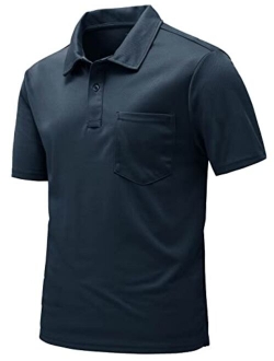 Rdruko Men's Polo Shirts Short Sleeve Dry Fit Outdoor Golf Sports Shirts with Pocket